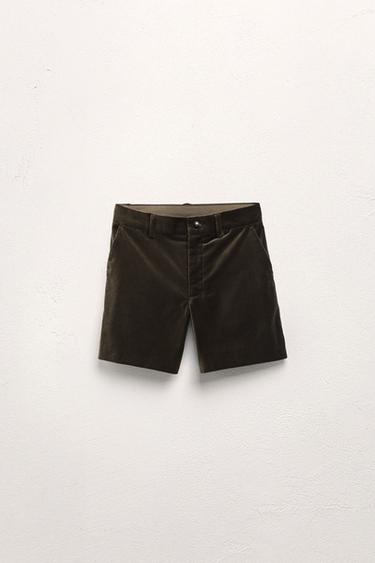6-10 JAHRE/ BERMUDASHORTS AUS SAMT LIMITED EDITION - Dunkelgrün von Zara