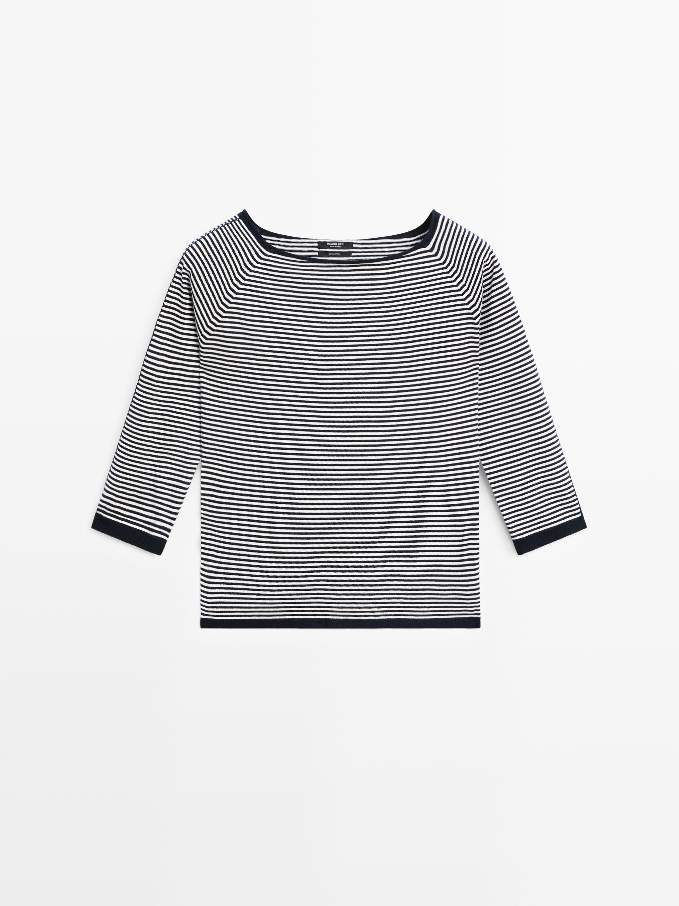 Pull en maille à rayures 100 % coton