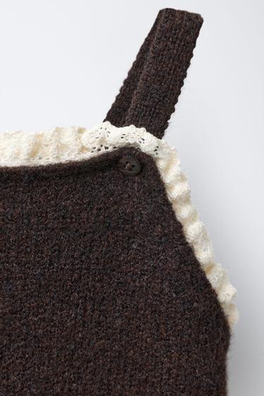 WOOL BLEND LACE KNIT JUMPSUIT - Brown by Zara - Image 2