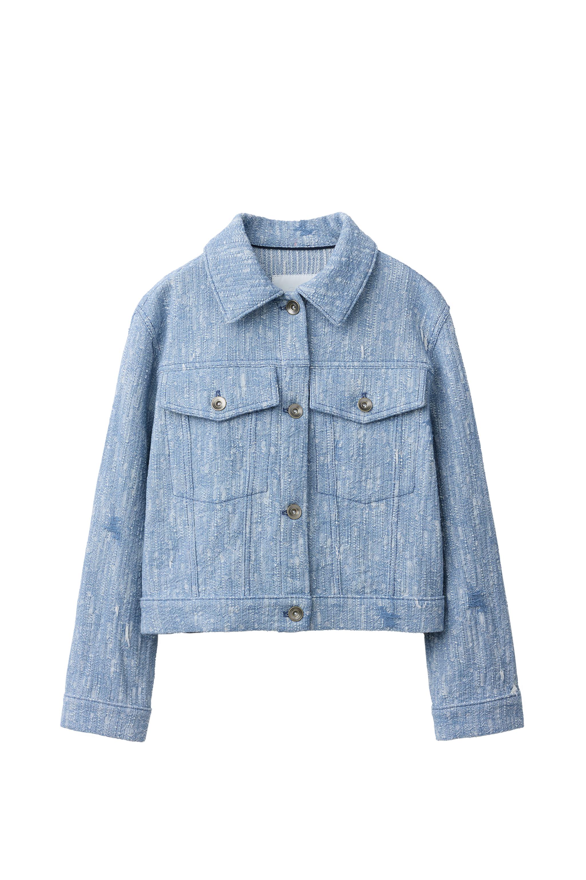 テクスチャー素材トラッカージャケット - 青色/白色 | ZARA Japan / 日本