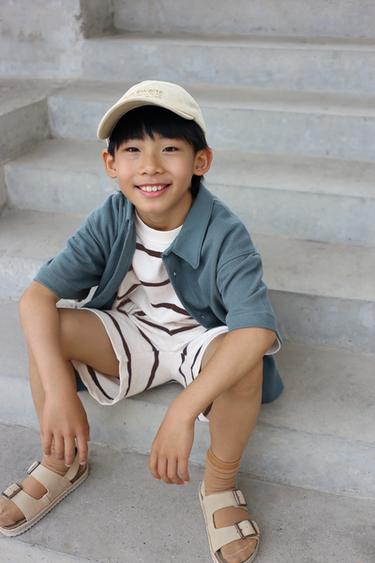 SANDÁLIA DE COURO COM FIVELAS DE JUTA - Marrom-areia da Zara