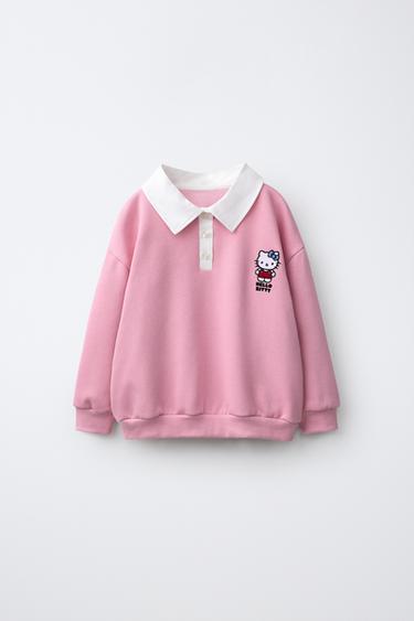 سويت شيرت بولو HELLO KITTY - وردي لامع الخاص بـ Zara