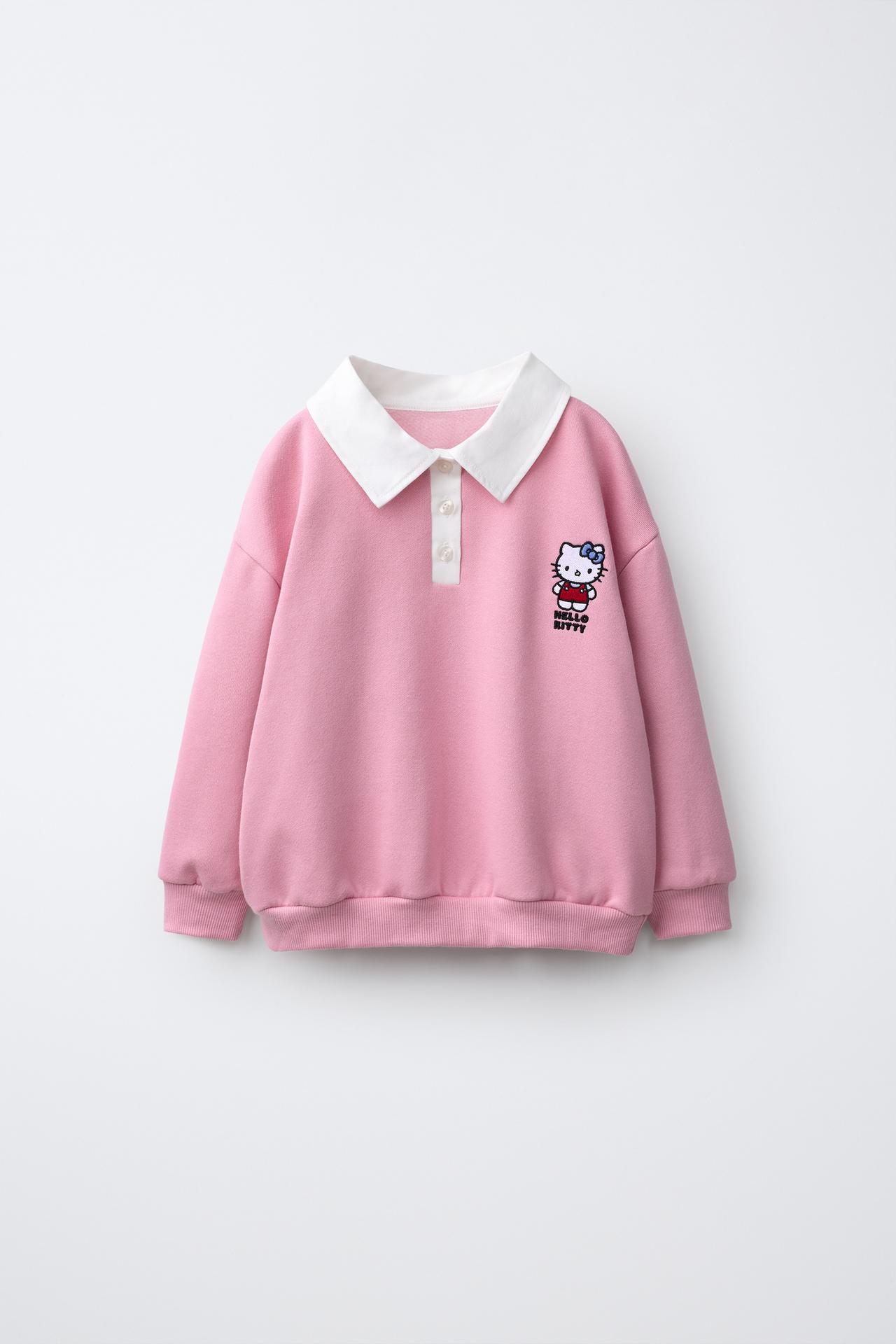 HELLO KITTY © SANRIO POLO SWEATSHIRT — Faded pink