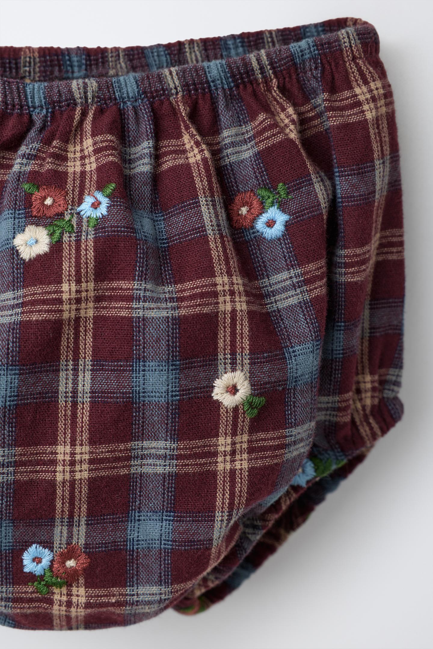 Детское платье Zara Embroidered Floral Dress and Bloomers, цвет: Коричневый — фото 5
