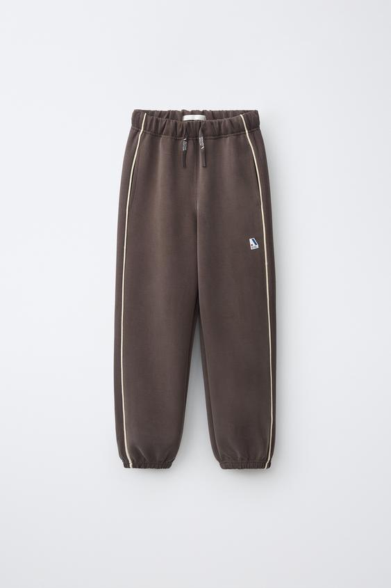 SPORTY TROUSERS WITH CONTRAST TRIM - Dark brown by Zara - Image 0