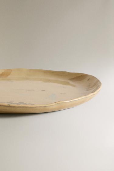 STONEWARE DINNER PLATE WITH DESIGNS - Beige by Zara - Image 3