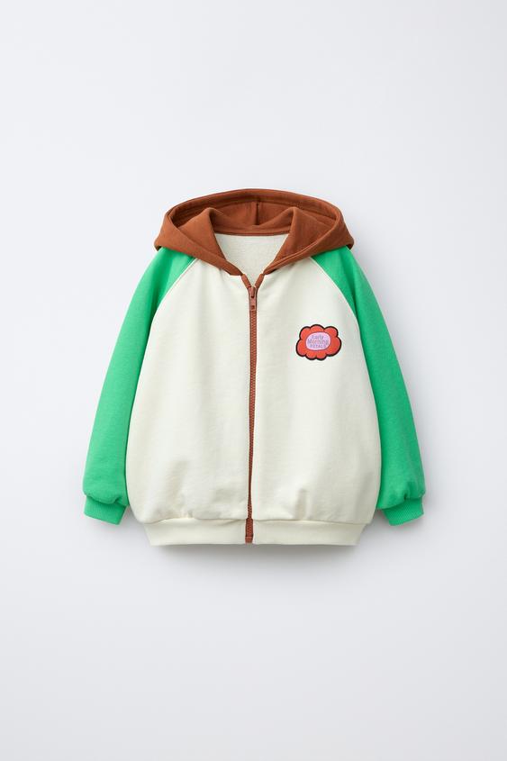 SUDADERA COLOR BLOCK FLOR BORDADA - Multicolor de Zara - Imagen 0