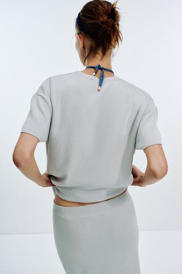 PLAIN KNIT MIDI SKIRT - Pearl grey by Zara - Image 4