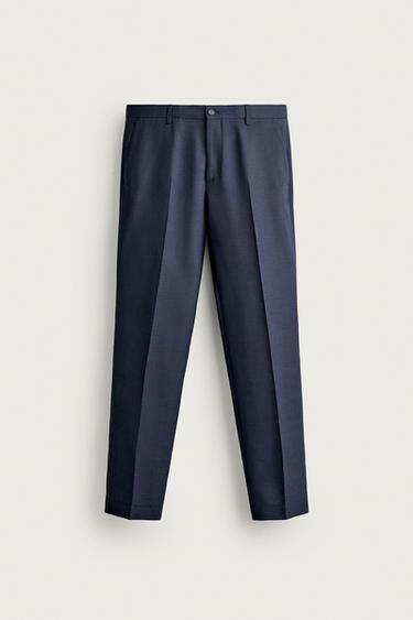 PANTALON DE COSTUME REGULAR FIT À CARREAUX - Bleu marine foncé de Zara