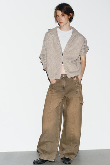 JEANS TRF OVERSIZE BARREL TIRO BAJO - Marrón de Zara