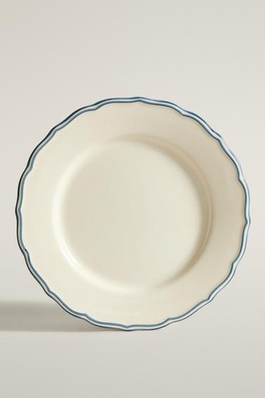 FLACHER STEINGUTTELLER MIT WELLENRAND - Blau von Zara