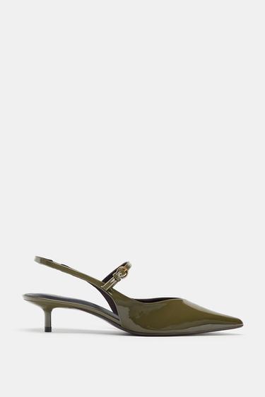 STRAPPY SLINGBACK SHOES - Khaki Green by Zara