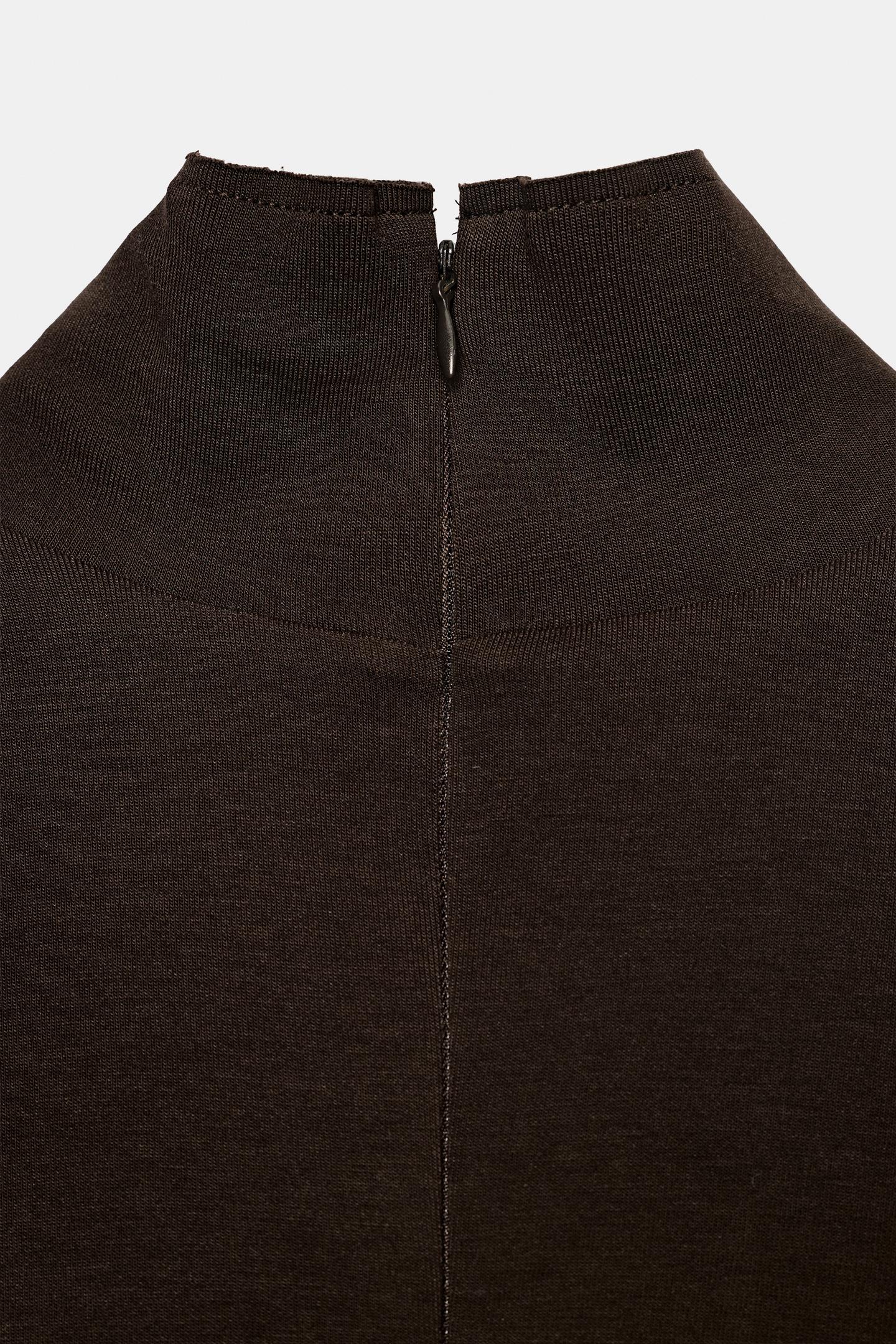 Женское платье Zara MIDI High-Neck, цвет: Коричневый — фото 8
