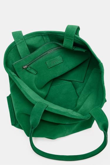 SAC SHOPPER EN DAIM - Vert de Zara - Image 5