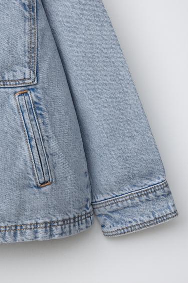 DENIM OVERSHIRT WITH DETACHABLE HOOD - Mid-blue by Zara - Image 4