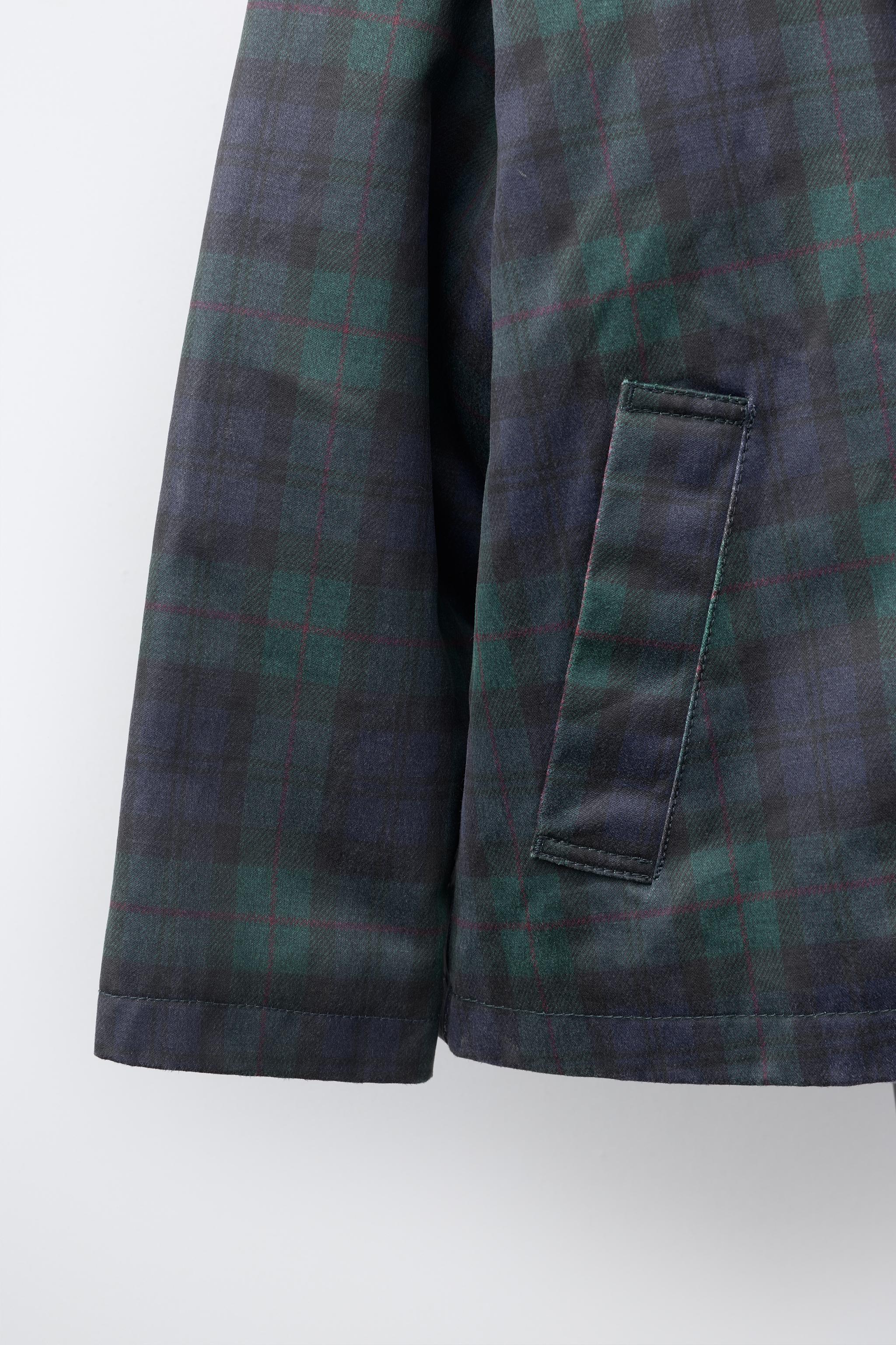 PLAID PRINT WAXED JACKET