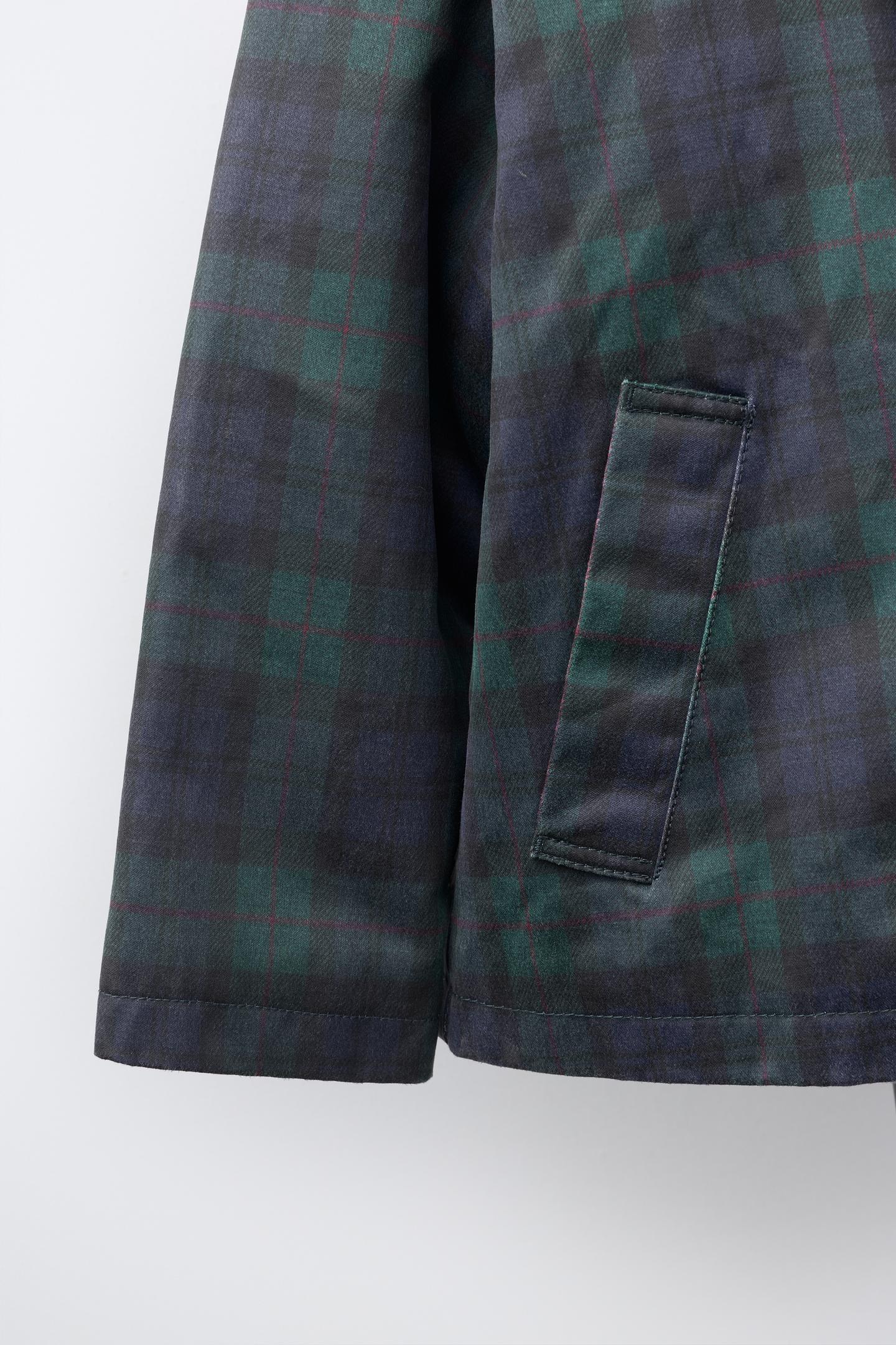 Детская куртка Zara Plaid Print Waxed, цвет: Зелёный — фото 6
