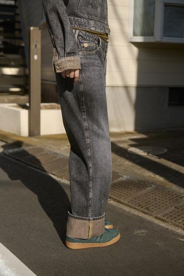 Z1975 STRAIGHT JEANS WITH TURN-UP HEMS - Black by Zara