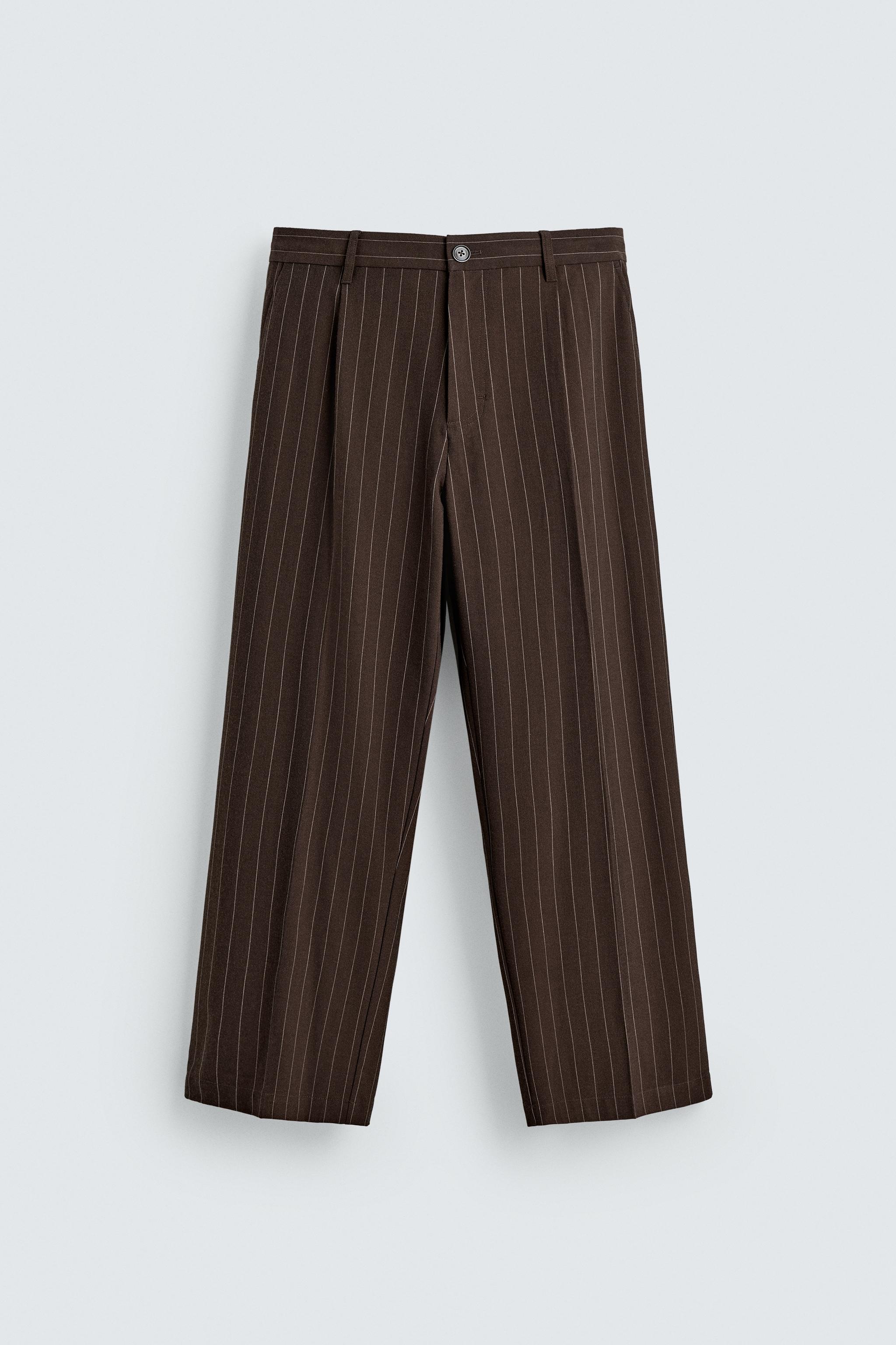 ストライププリーツパンツ - チョコレート | ZARA Japan / 日本