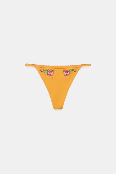BAS DE BIKINI FLEURS BRODÉES - Jaune de Zara - Image 8