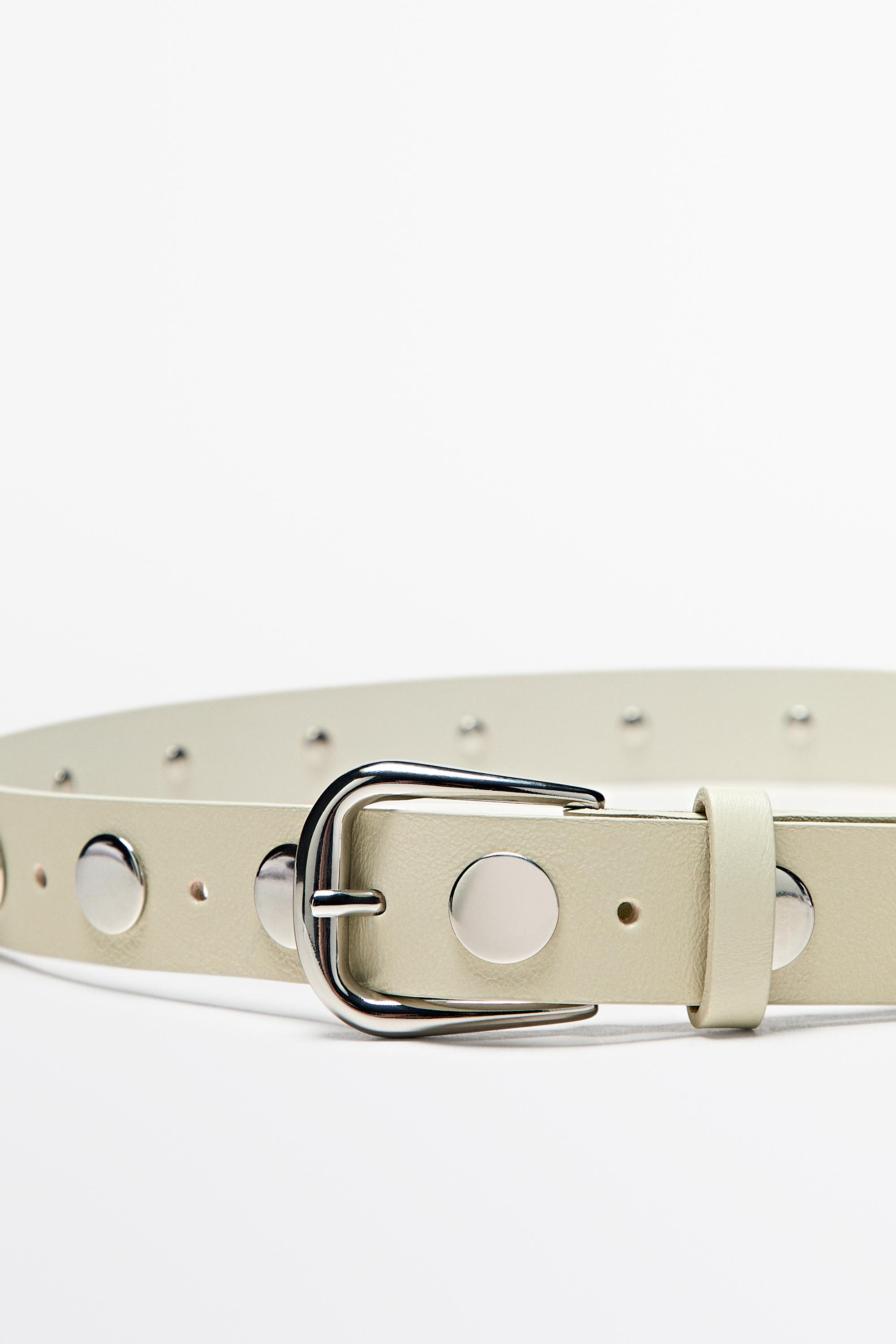 Nappa leather studded belt with buckle
