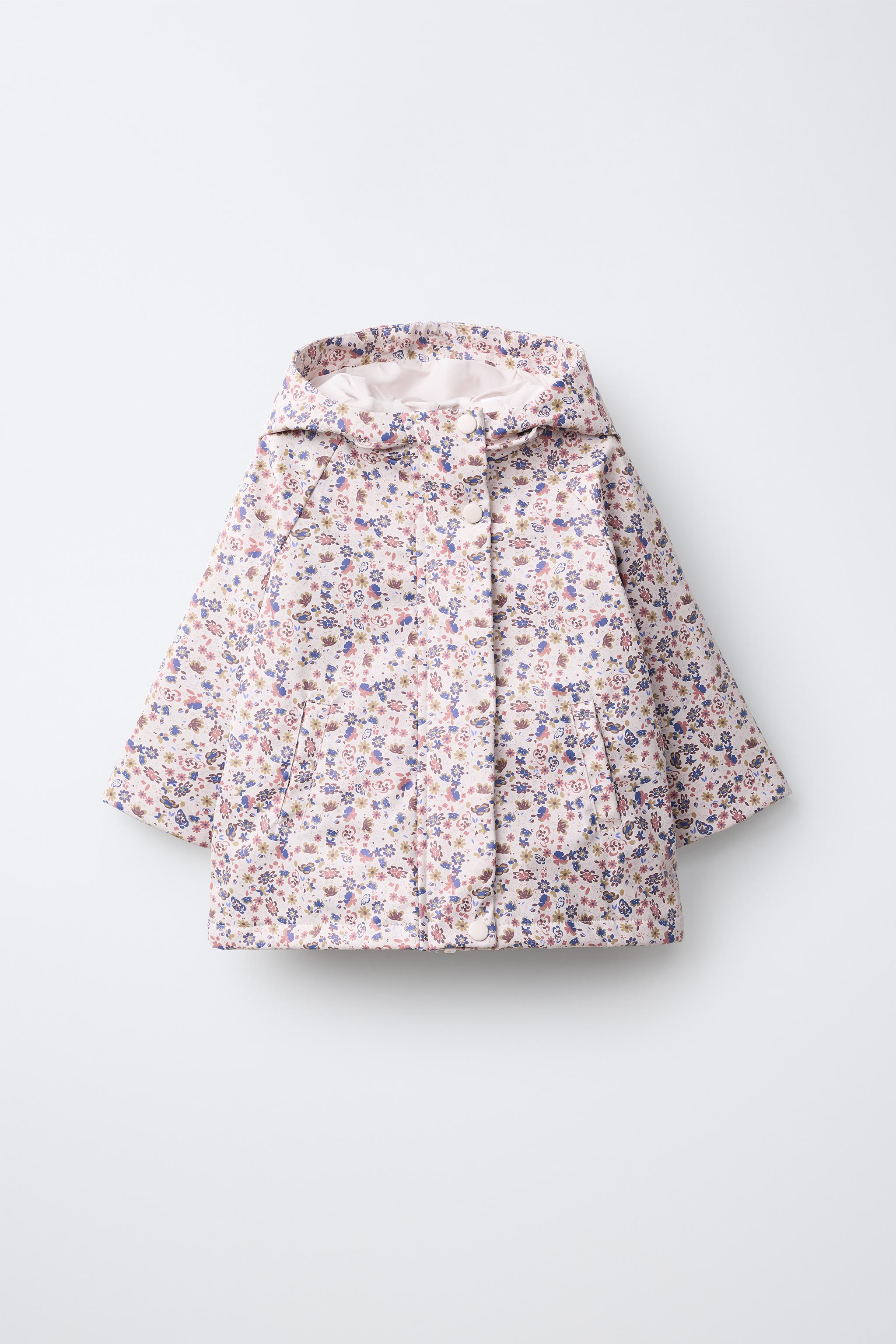 WATER-RESISTANT FLORAL RUBBERIZED RAINCOAT — Pink