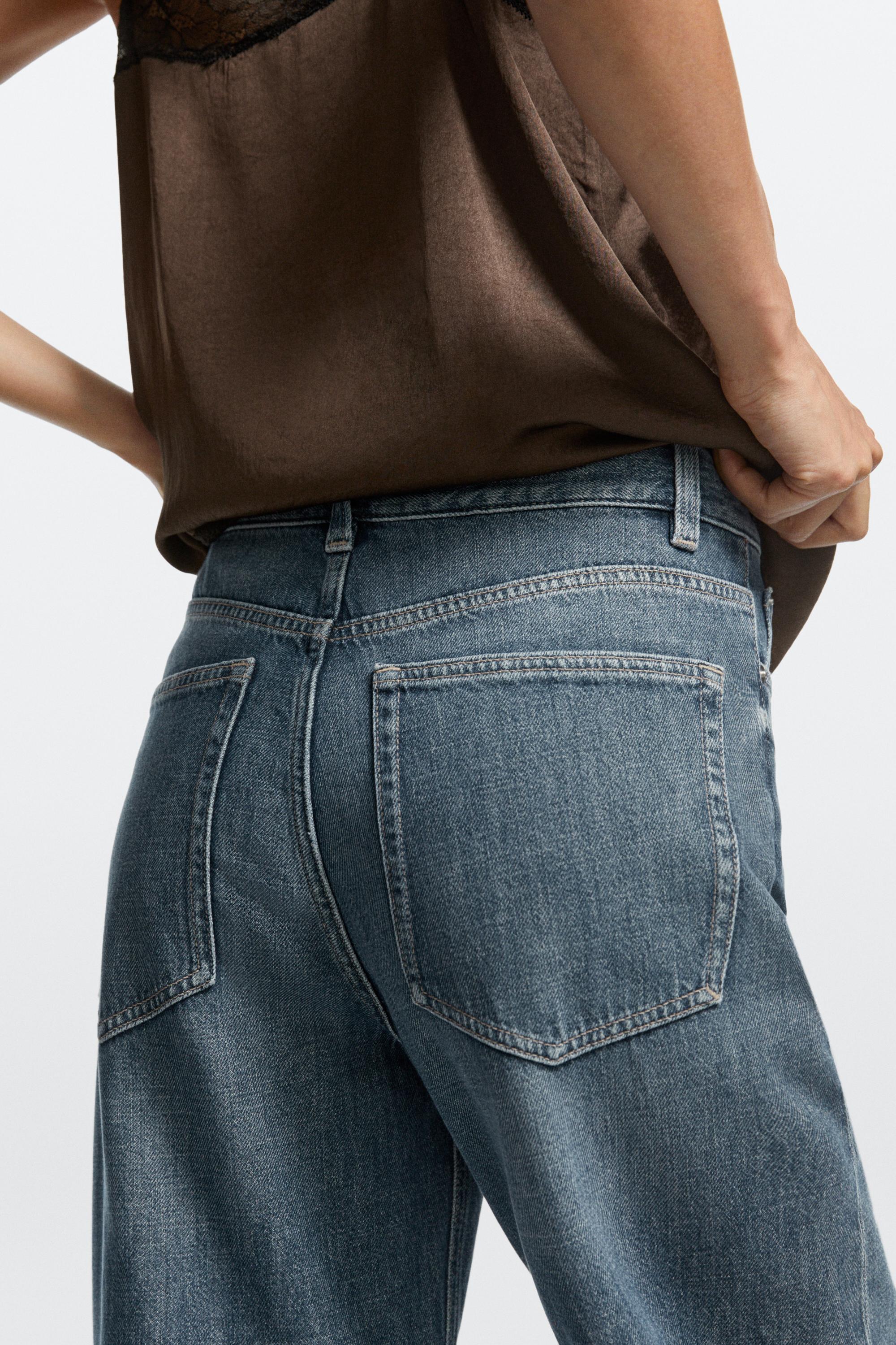 Jean wide leg cropped taille moyenne