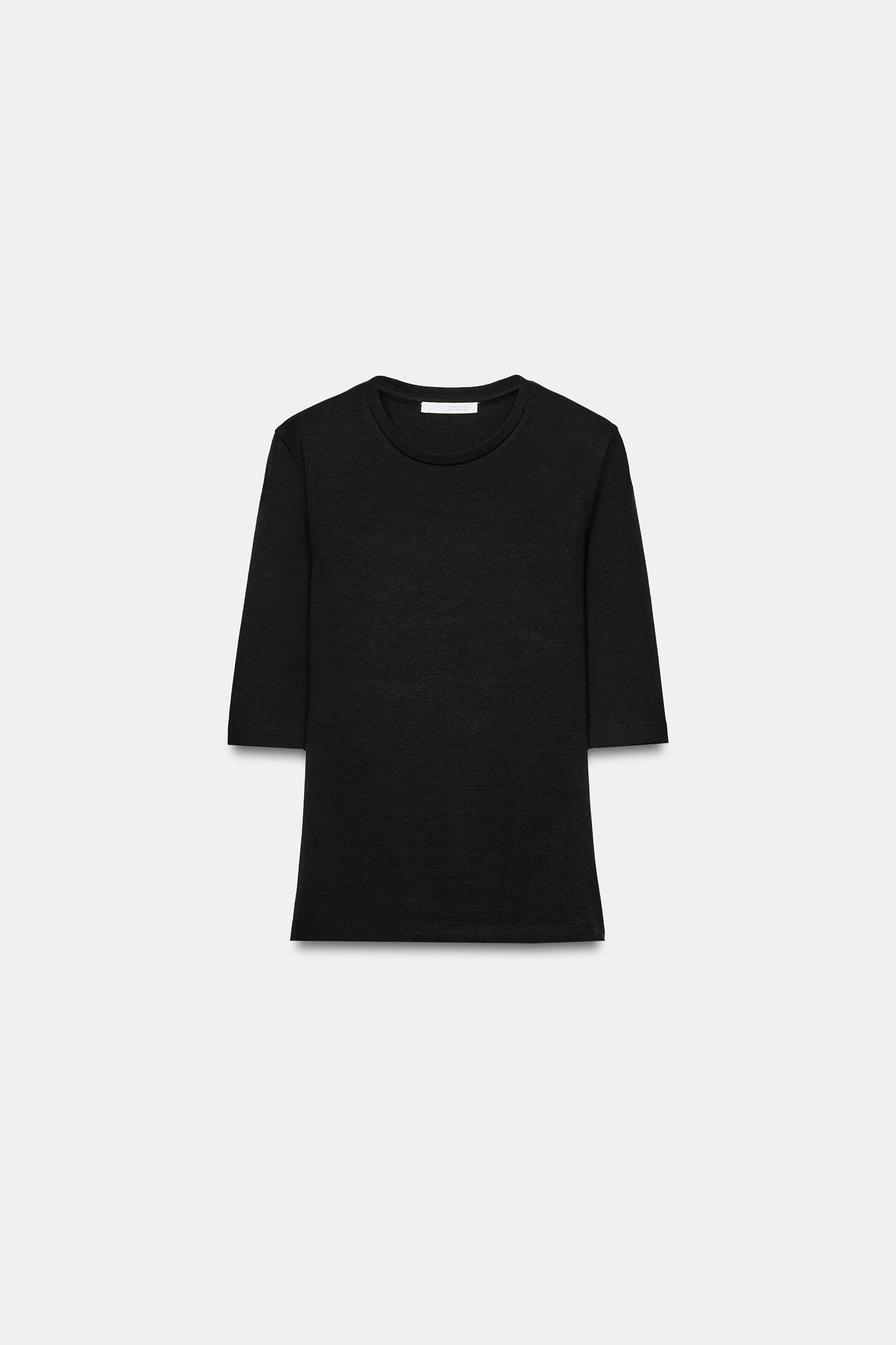 ELBOW-SLEEVE T-SHIRT — Black