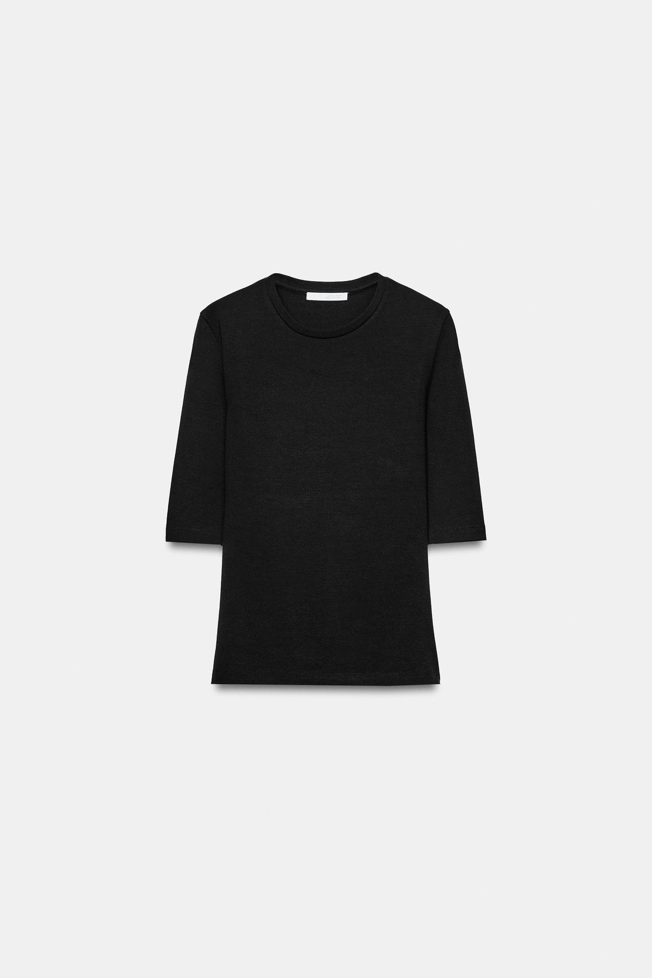 ELBOW-SLEEVE T-SHIRT — Black