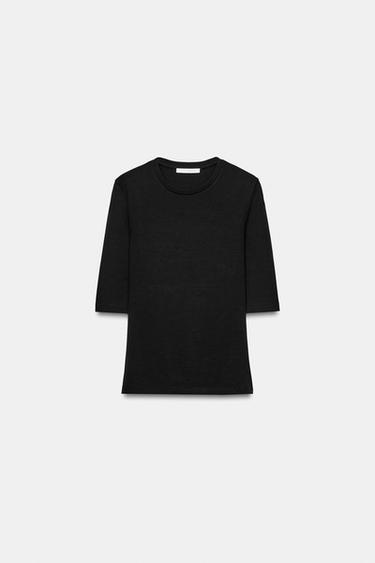 ELBOW-SLEEVE T-SHIRT — Black 1