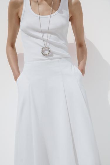 JUPE MI-LONGUE PLISSÉE - Blanc de Zara - Image 1