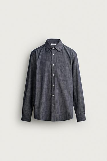 CAMISA REGULAR FIT COM BOLSO - Índigo da Zara - Imagem 0