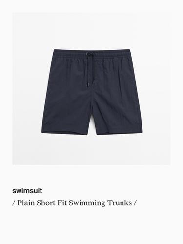 Zara Plain short fit swimming trunks - Navy blue