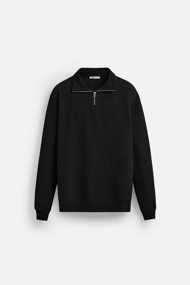 SUDADERA CUELLO CREMALLERA BÁSICA - Negro de Zara - Imagen 0
