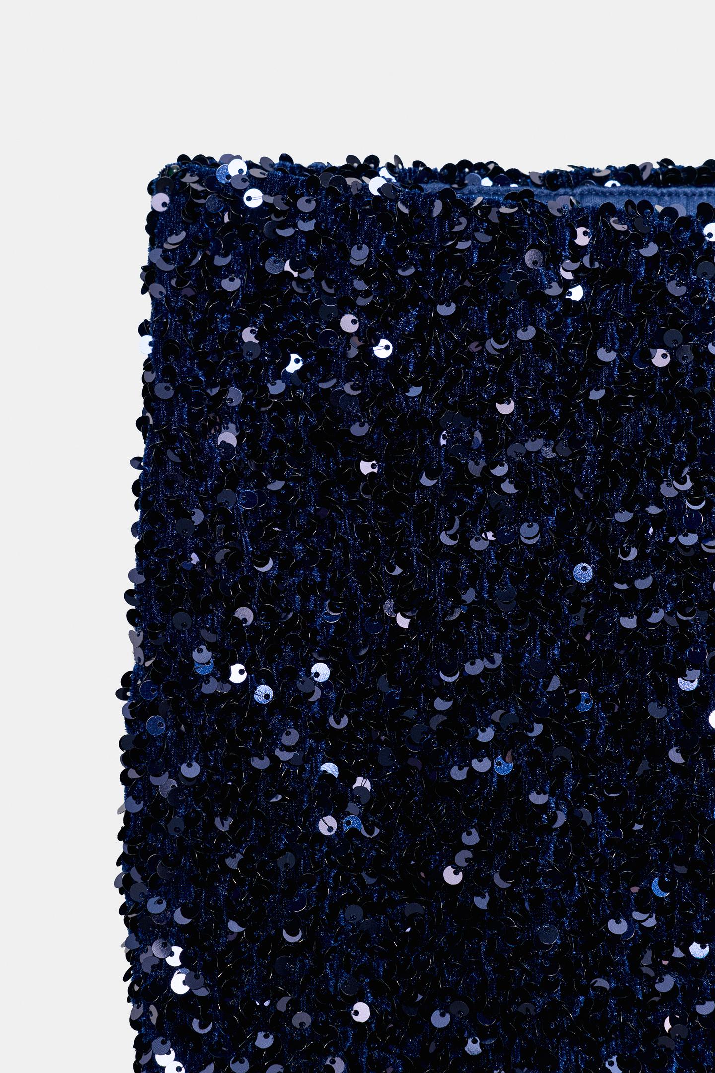 Женская юбка Zara Sequin Maxi, цвет: Синий / Чёрный — фото 9