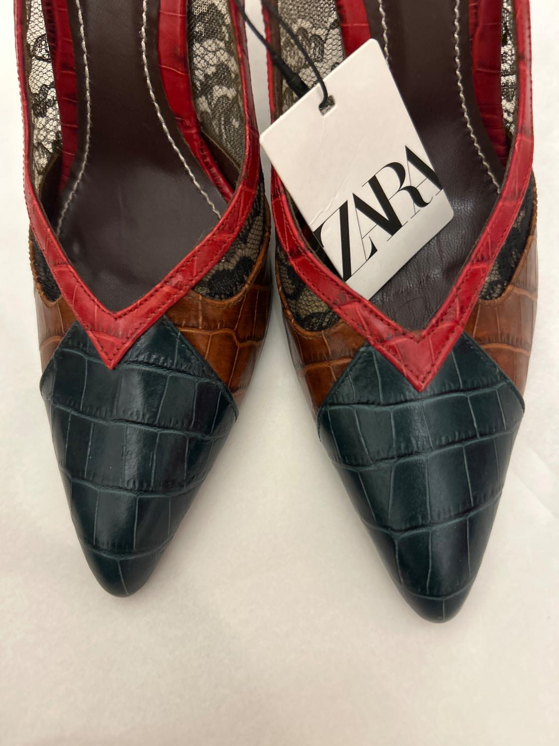 MULTICOLOURED REAL LEATHER HIGH HEEL SHOES - Image 3