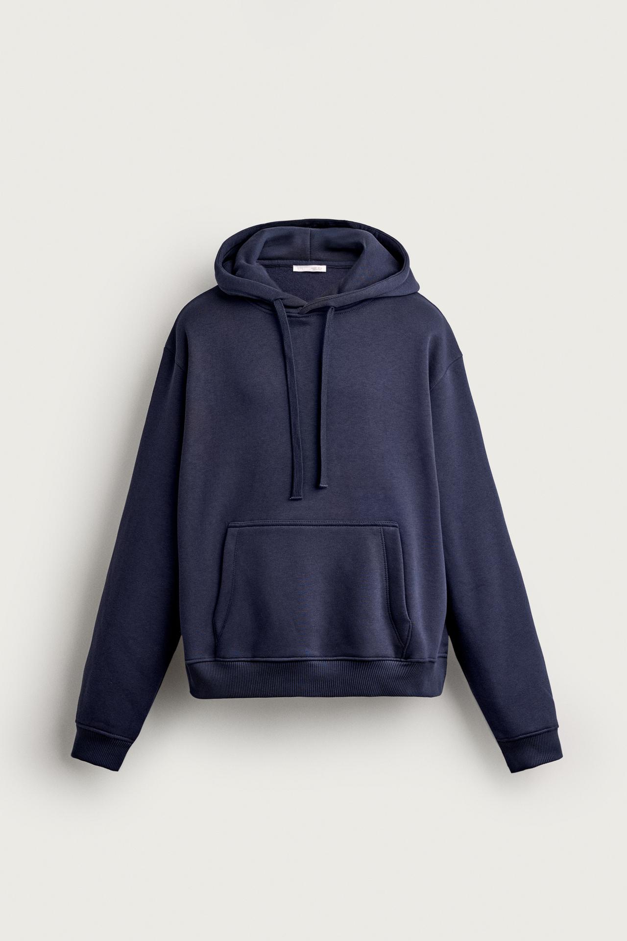 BASIC RELAXED FIT HOODIE — Navy blue
