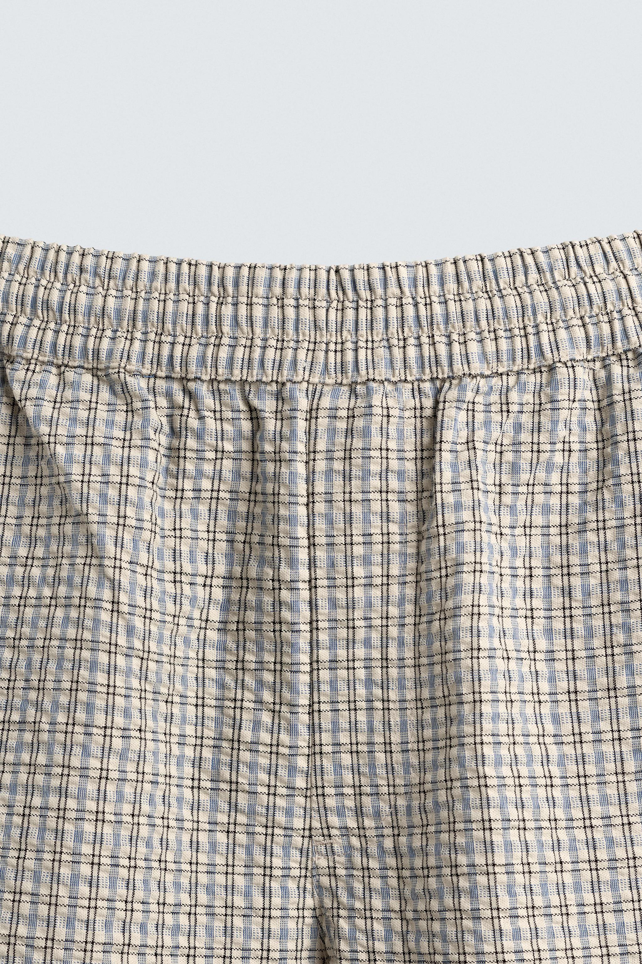 PLAID TEXTURED SHORTS