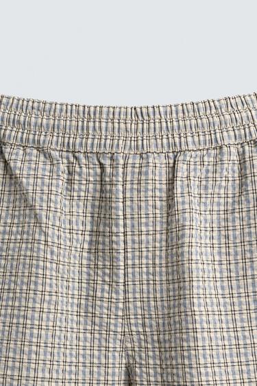 TEXTURED CHECK BERMUDA SHORTS - Sky blue by Zara - Image 9