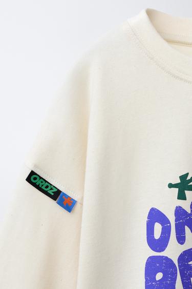 PRINTED T-SHIRT WITH LABEL - Ecru by Zara - Image 3