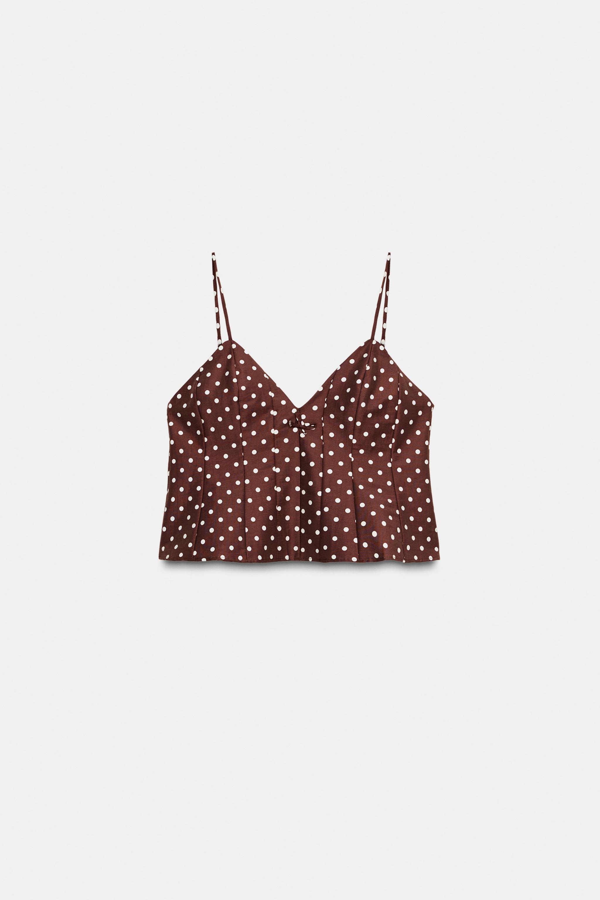 POLKA DOT CROP TOP brown/white ZARA South Africa1