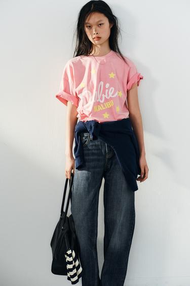 Zara Barbie® 水洗質感 T 恤 - 粉紅色