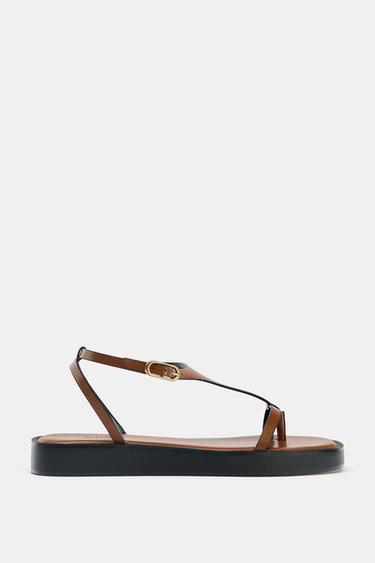 STRAPPY PLATFORM SANDALS - Brown by Zara