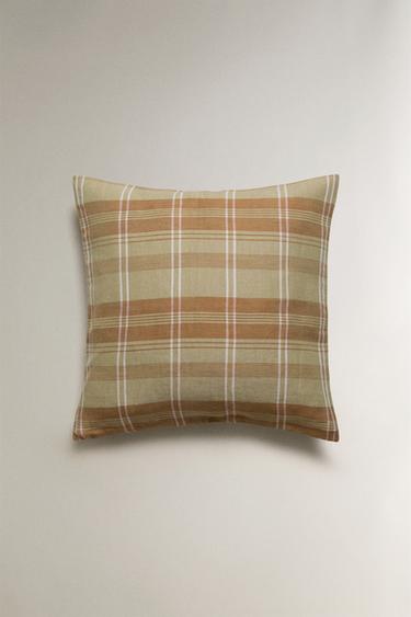 HOUSSE DE COUSSIN CARREAUX - Vert moyen de Zara - Image 0