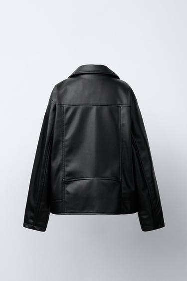 FAUX LEATHER BIKER JACKET - Black by Zara - Image 3