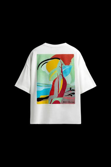 Zara ABSTRACT PRINT T-SHIRT - White