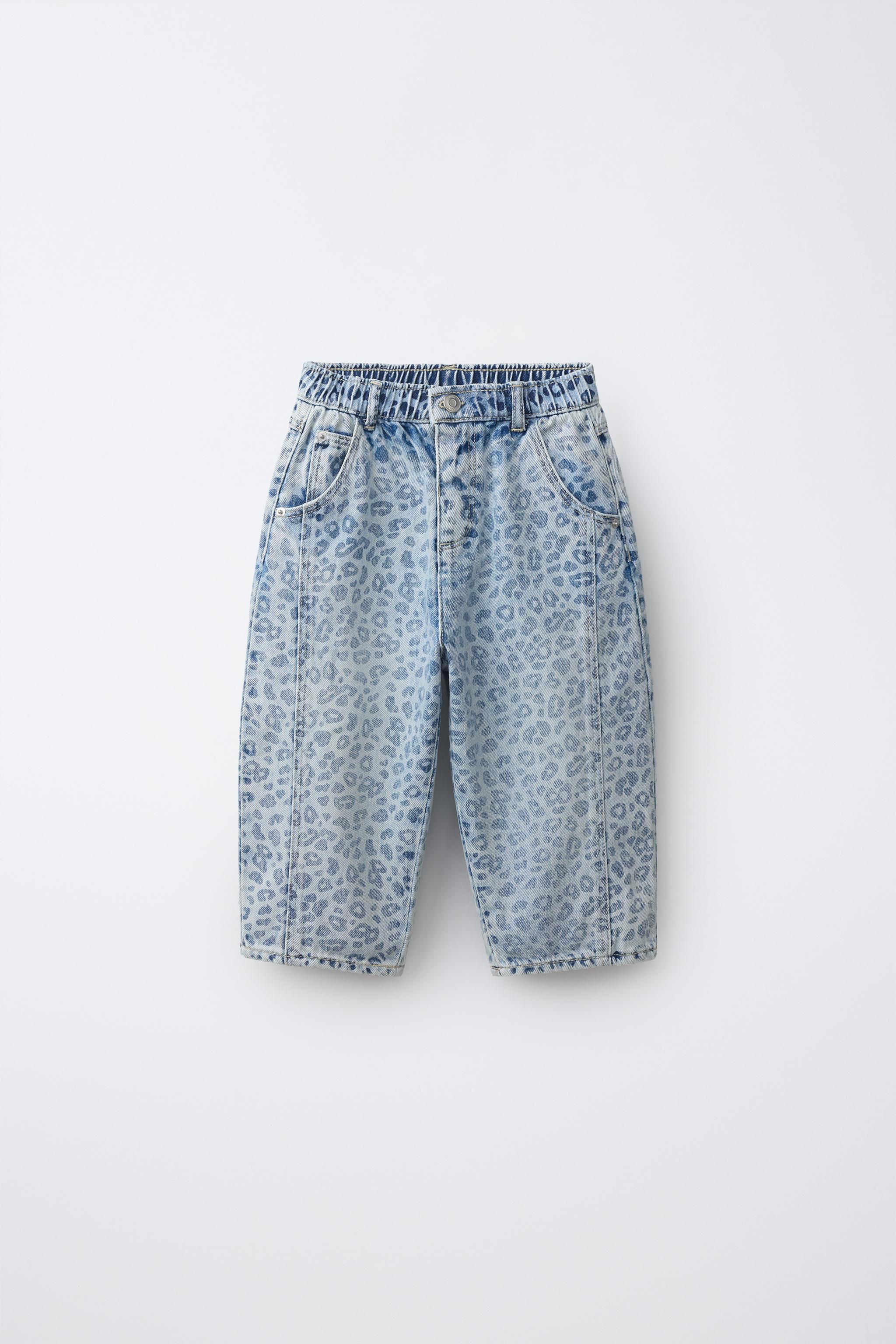 ANIMAL PRINT BALLOON PANTS — Light blue