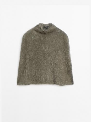 Zara 100% cashmere brushed finish cape - Green - Image 0