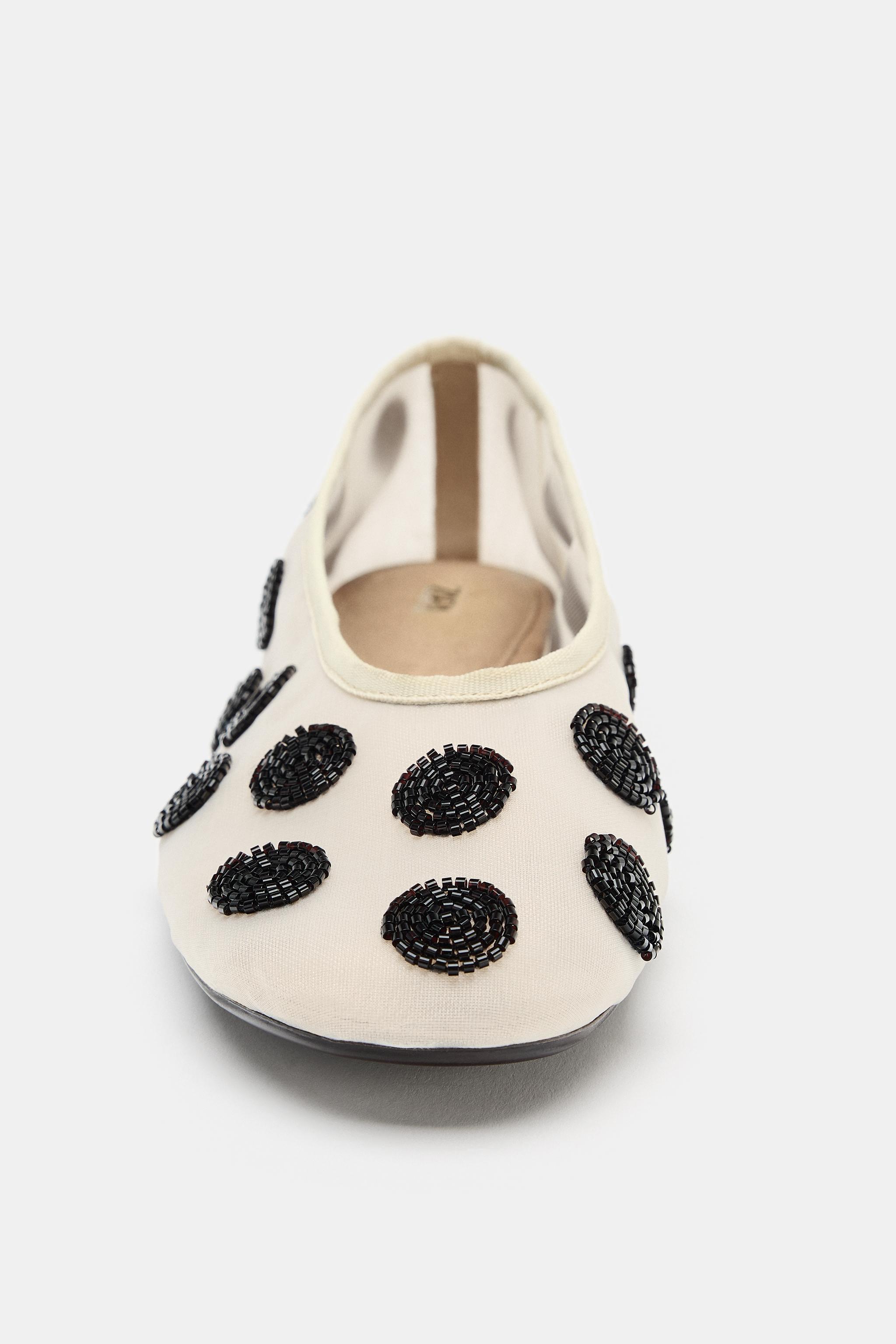 Обувь Zara PRINTED BEADED BALLET FLATS — фото 4
