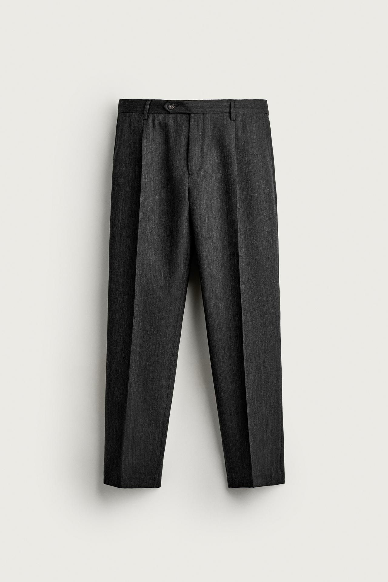 100% WOOL REGULAR FIT SUIT PANTS — Anthracite Gray